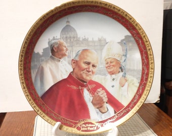 Vintage Pope John Paul II Commemorative Plate Decorative Collectible Collector Gift Vatican