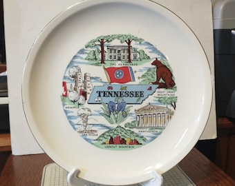 Vintage Tennessee Souvenir State Plate Plate Decorative Wall Decor Vacation Travel TN Gift