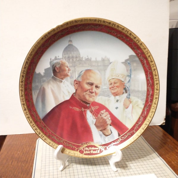 Vintage Pope John Paul II Commemorative Plate Decorative Collectible Collector Gift Vatican
