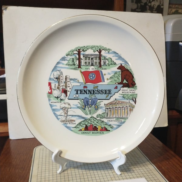 Vintage Tennessee Souvenir State Plate Plate Decorative Wall Decor Vacation Travel TN Gift