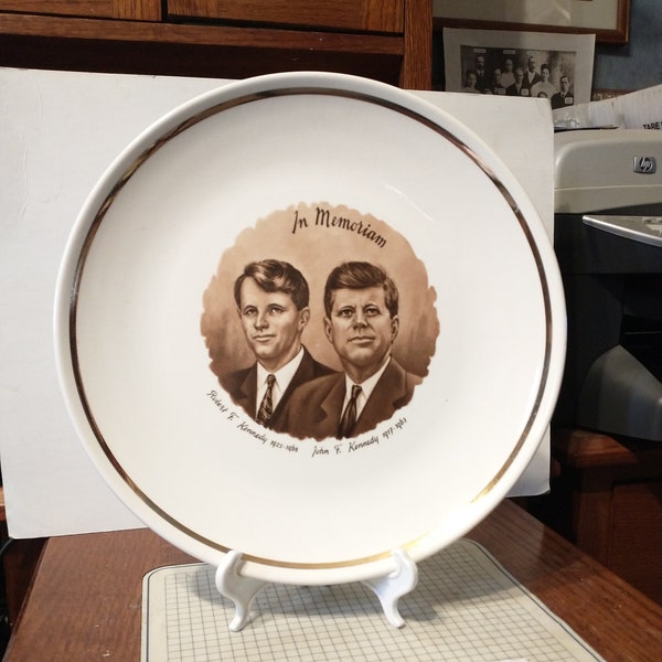 Vintage Collector Plate - Kennedy Brothers In Memoriam Gift Souvenir Robert John F Kennedy Plate