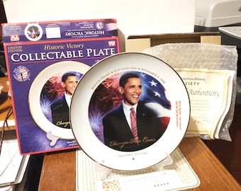 Vintage NIB Barack Obama Historic Victory Election Day 2008 Souvenir Plate Presidential Gift