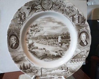 Vintage The Oregon Plate By Johnson Brothers England Collectible Oregon History Souvenir State Plate Decorative Collector Gift