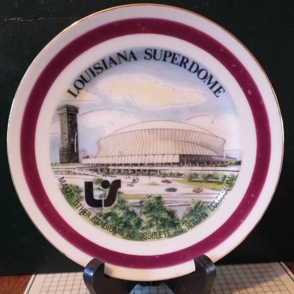 Vintage Louisiana Superdome Souvenir Stadium Plate New Orleans Decorative Collector Plate Collectible Football Sports Gift