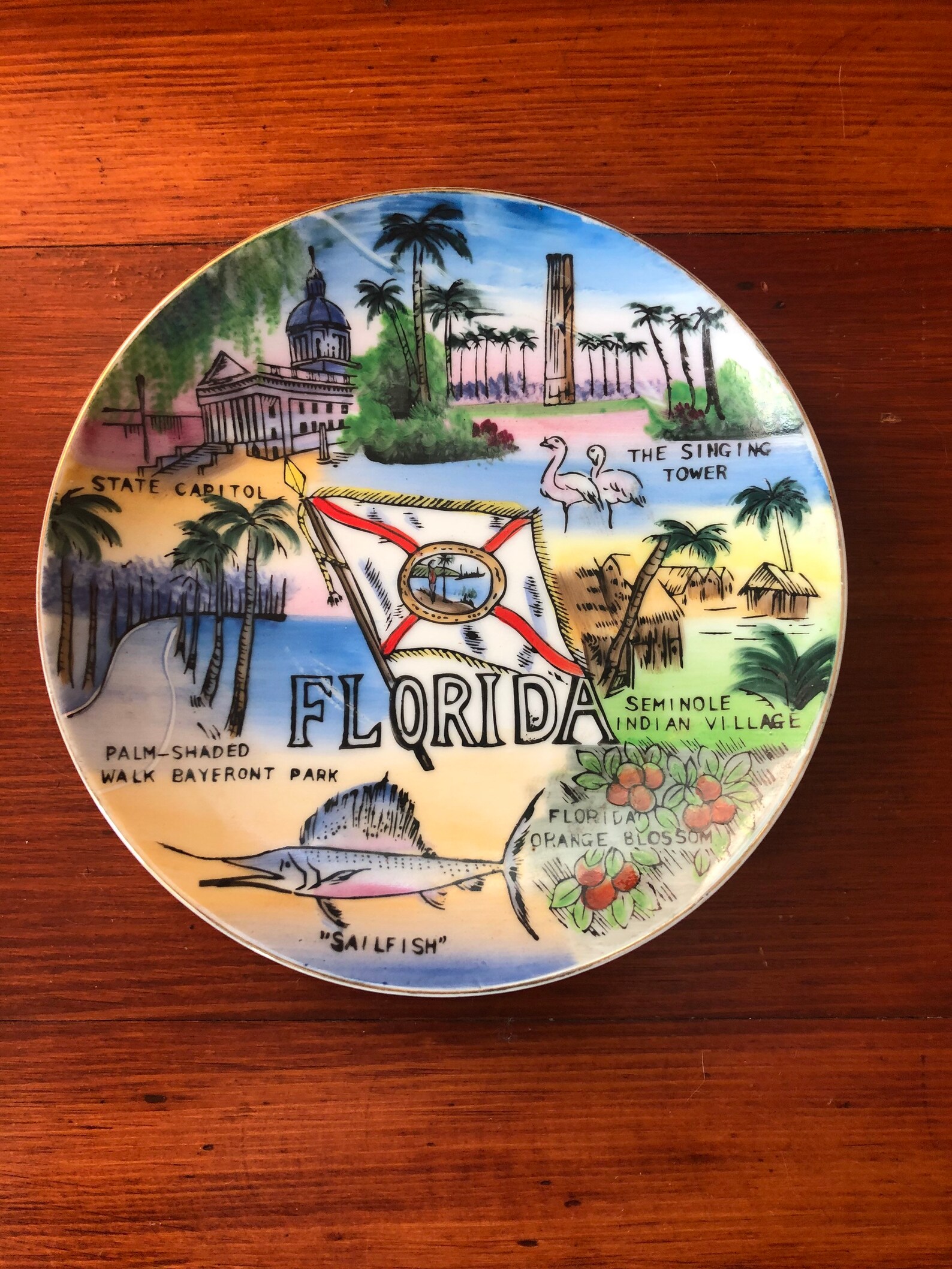 Vintage Florida Souvenir State Plate Hand Peint petits Etsy