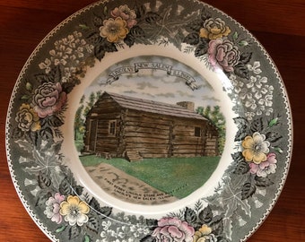 Vintage Lincoln's New Salem Illinois Cabin Souvenir Plate Decorative Collector Gift Staffordshire Ware