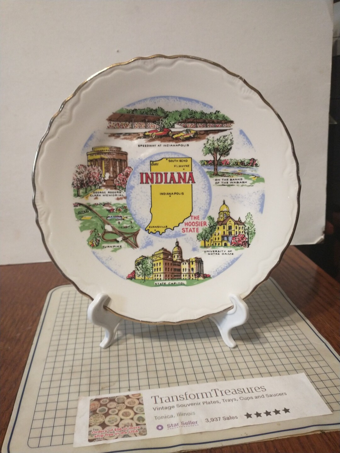 Vintage Indiana Souvenir State Plate Hoosier State Landmarks Decorative ...