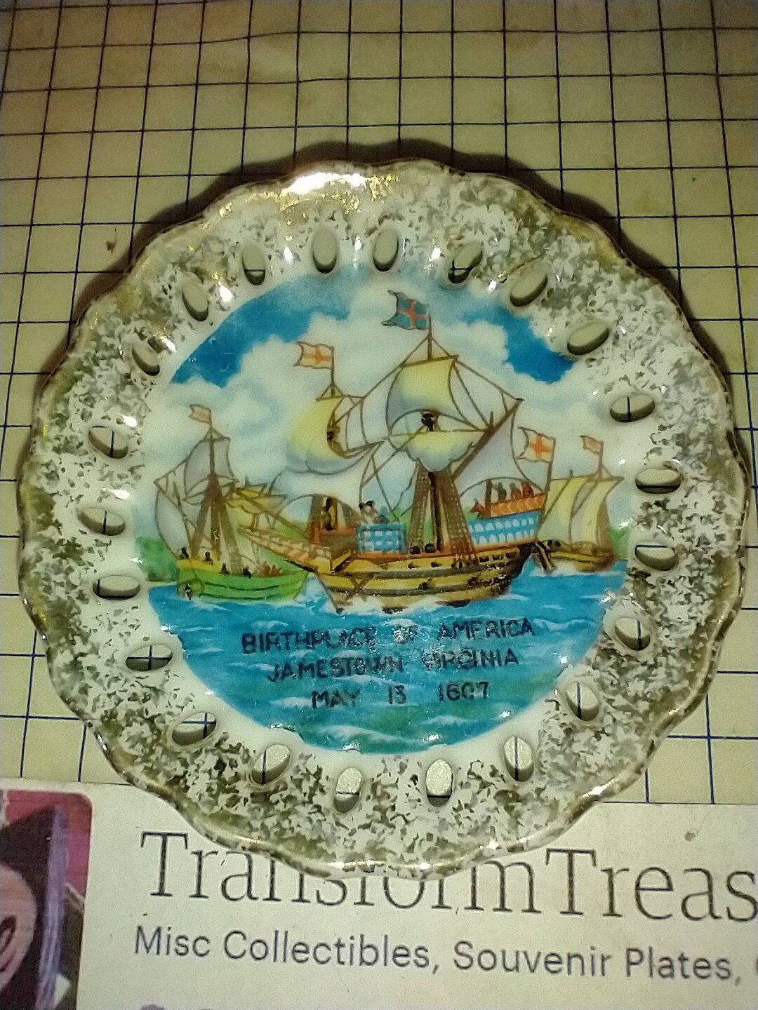 Vintage Jamestown Virginia Souvenir Plate Small Decorative Collector