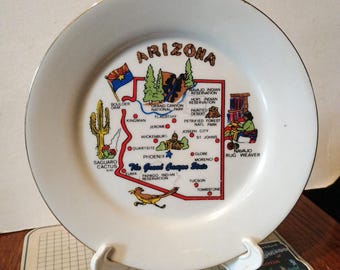 Vintage Arizona Souvenir State Plate Arizona Landmarks Decorative Collector Travel Vacation Retro Wall Decor AZ Gift