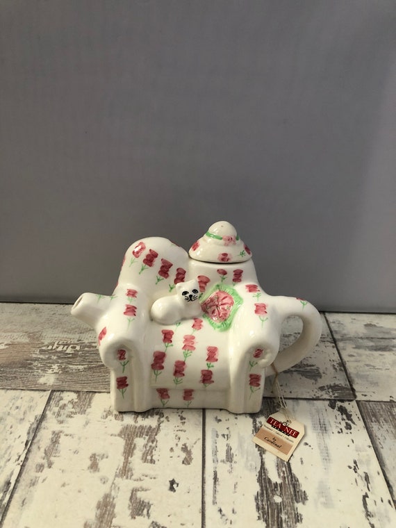 Vintage Tea Nee Teapot Cat on Sofa Teapot Cardinal Inc with Etsy