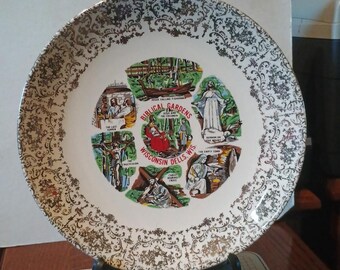 Vintage Biblical Gardens Wisconsin Dells WI Souvenir Plate Landmarks Historic Travel Gift