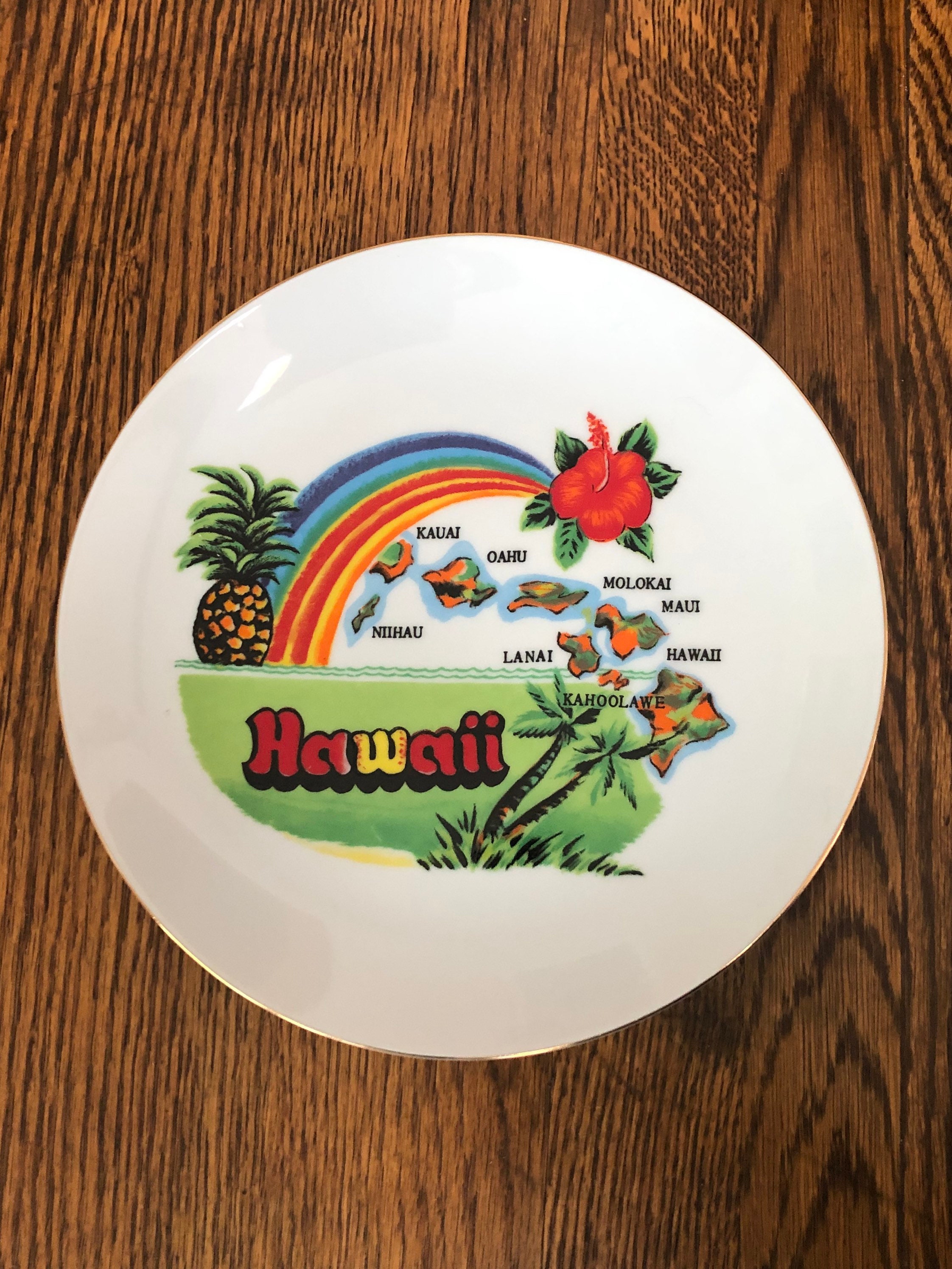 Vintage Hawaii Souvenir State Plate Hawaiian Islands Decorative