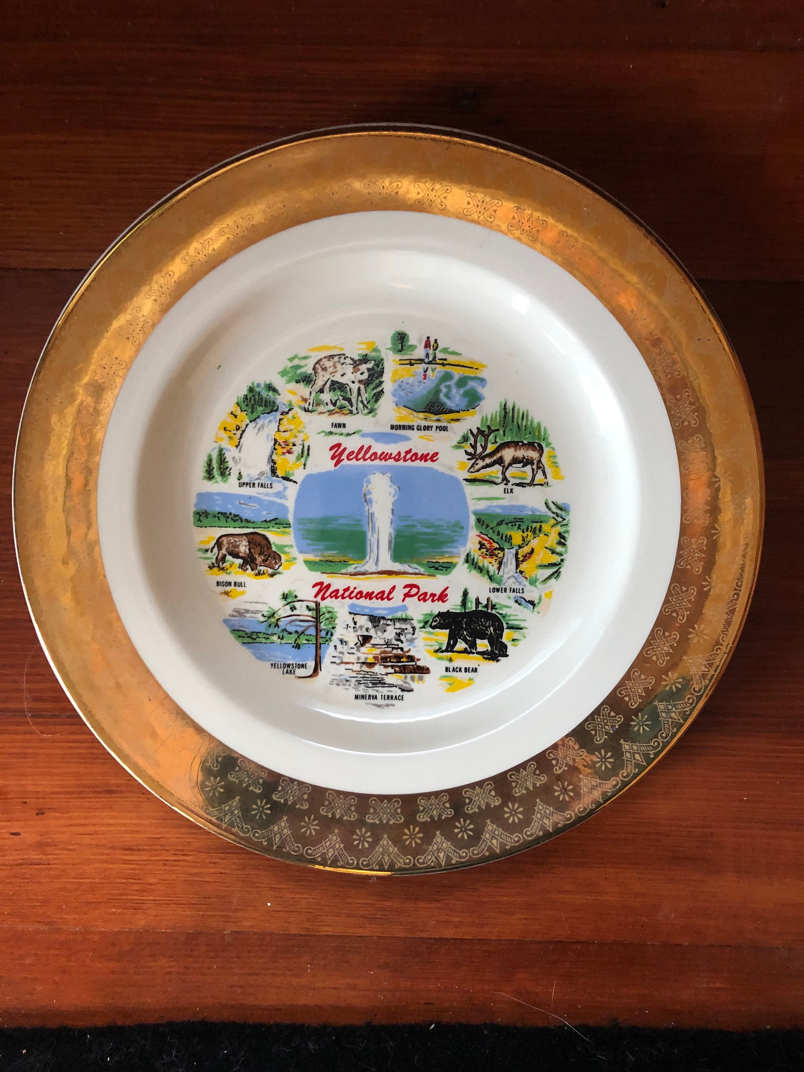 Yellowstone National Park Souvenir Plate Yellowstone Landmarks Etsy