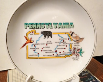 Vintage Pennsylvania Souvenir State Plate PA Landmarks Decorative Collector Travel Vacation Gift