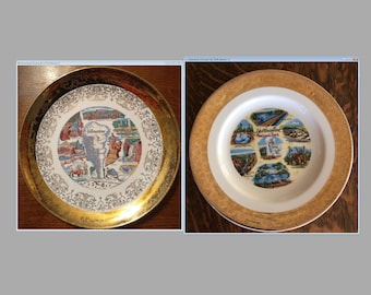 Vintage Yellowstone National Park Souvenir Plate Landmarks Decorative Collector Vacation Travel Decor Gift