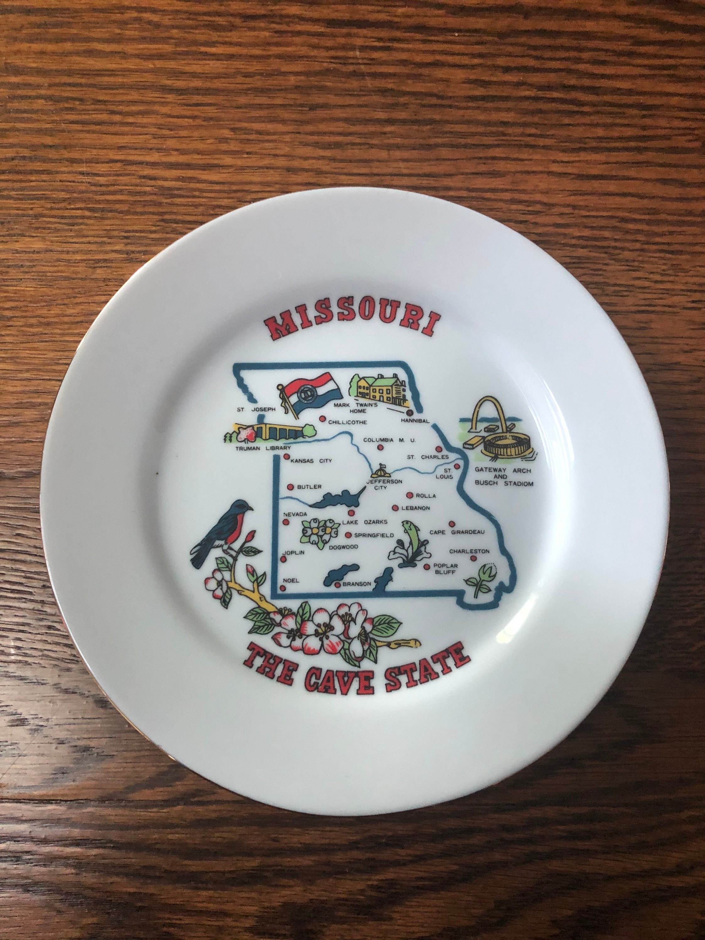 Vintage Missouri Souvenir State Plate Landmarks Decorative Etsy