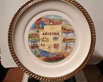 Vintage Arizona Souvenir State Plate AZ Landmarks Collector Travel Plate Gift