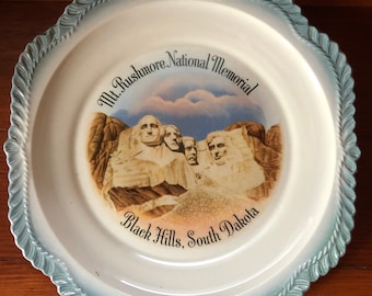 Vintage Mt Rushmore Black Hills South Dakota Souvenir State Plate SD National Memorial Decorative Collector Vacation Travel Gift