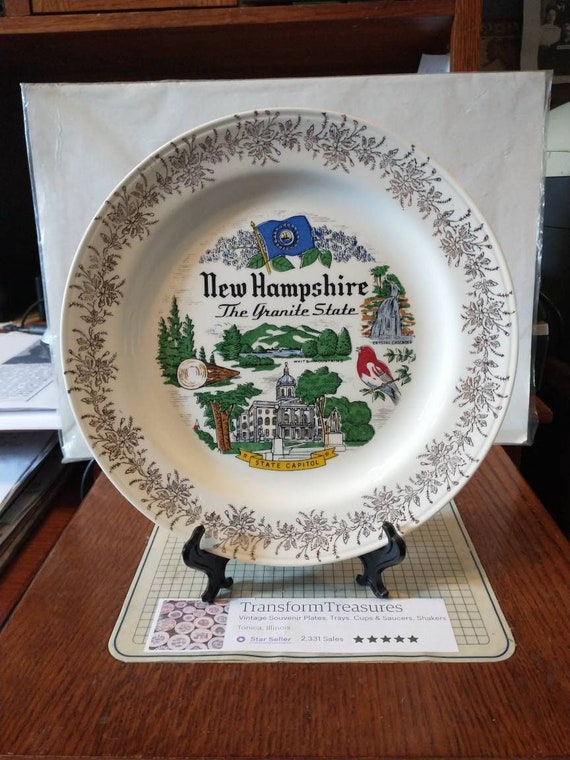Vintage New Hampshire Souvenir State Plate NH Landmarks Travel Etsy