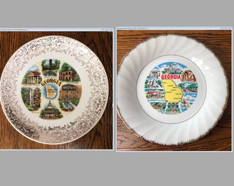 Vintage Georgia Souvenir State Plate Georgia Landmarks Decorative Collector Travel Vacation Retro Wall Decor Gift