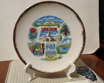 Vintage Oregon Souvenir State Plate OR Landmarks Decorative Collector Landmarks Travel Vacation Gift