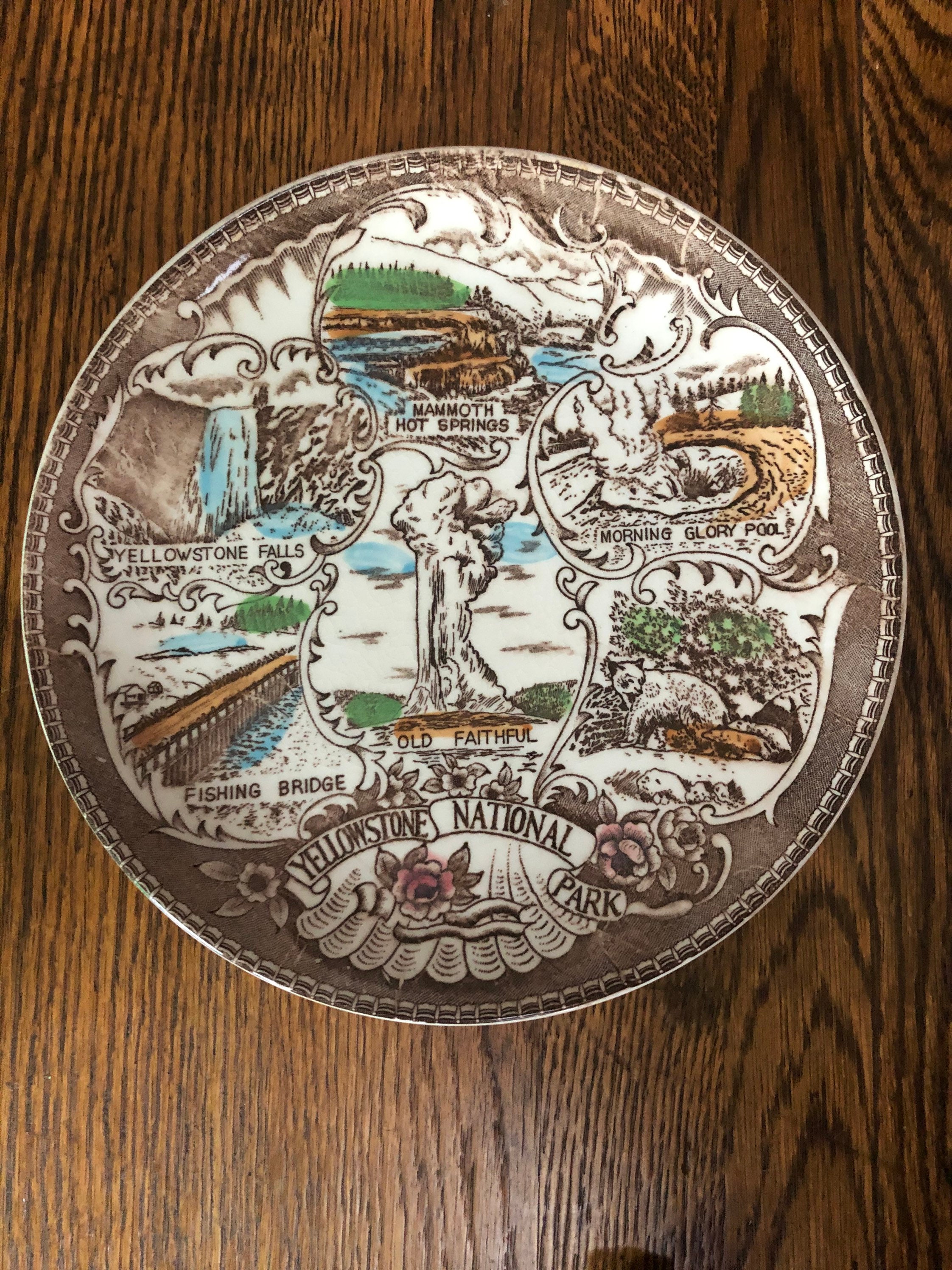 Vintage Yellowstone National Park Souvenir Plate Decorative Etsy