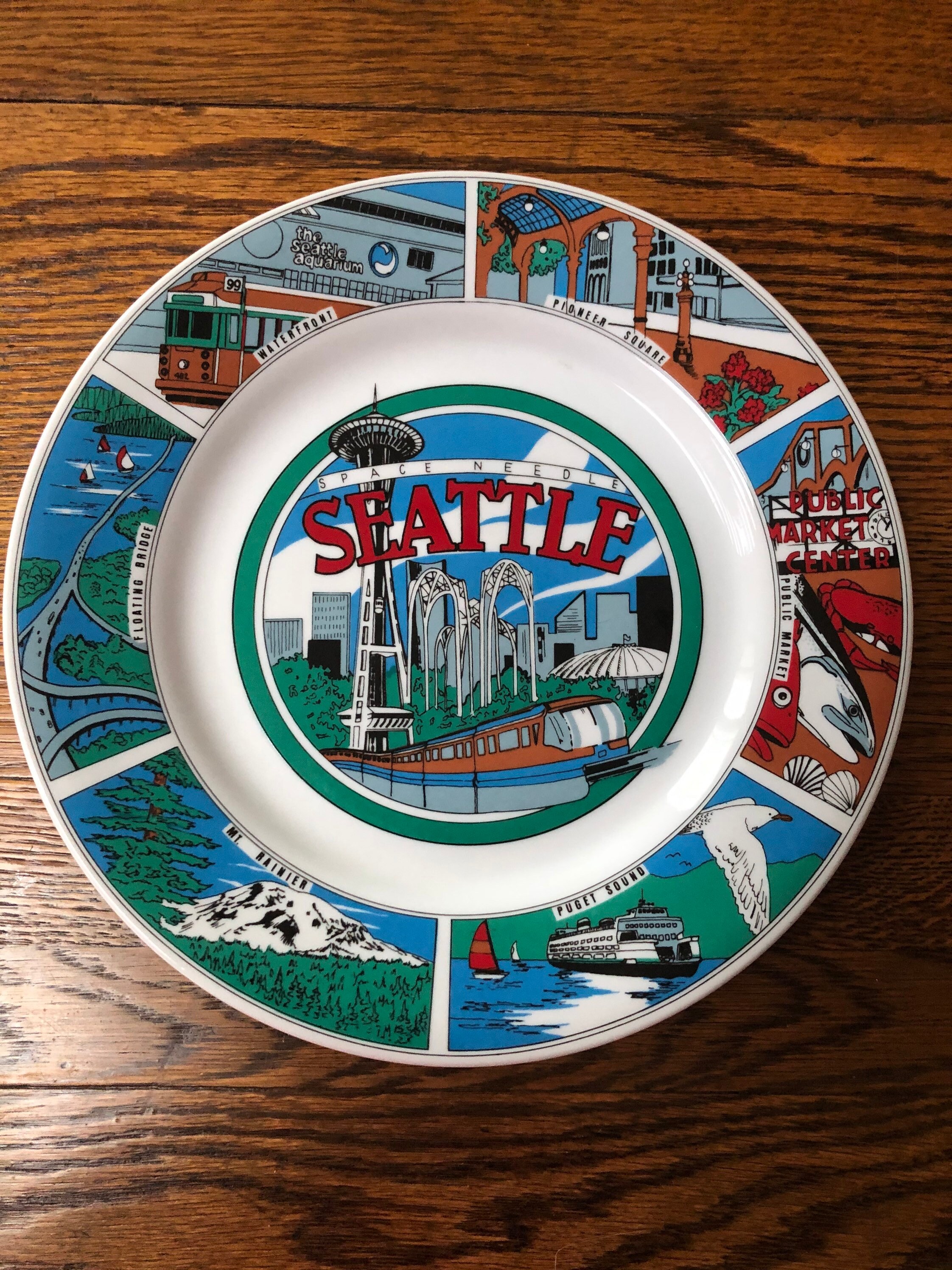 Vintage Seattle Washington Souvenir Plate Seattle Landmarks Etsy