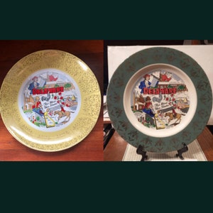 Vintage Delaware Souvenir State Plate Turquoise or Yellow Landmarks Large Decorative Collector Travel Retro Wall Decor Gift