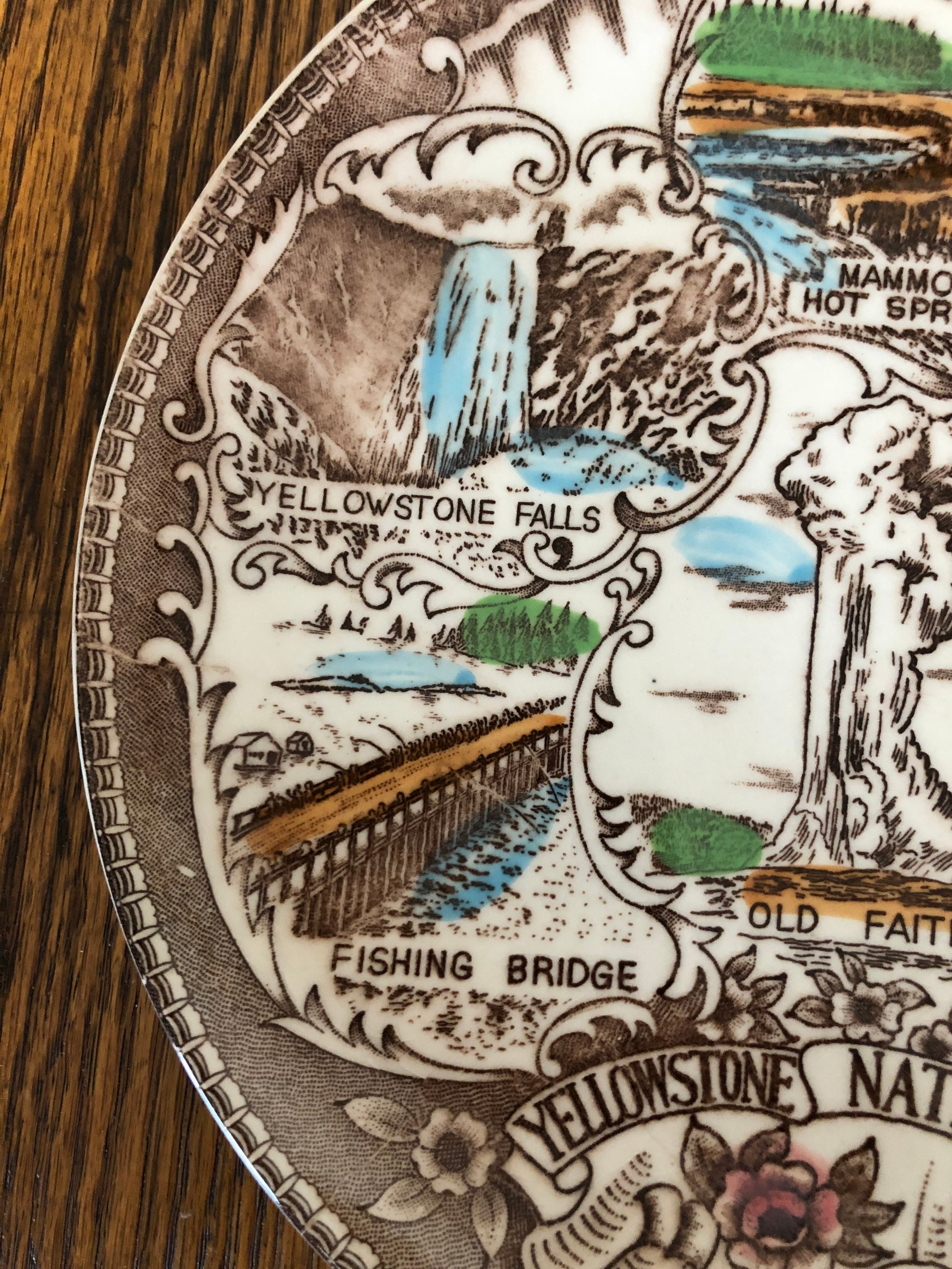 Vintage Yellowstone National Park Souvenir Plate Decorative Etsy