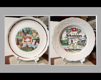Vintage Arkansas State Plate Landmarks Decorative Plate Souvenir Collectible Travel Retro Wall Decor Gift