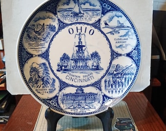 Vintage Ohio Souvenir State Plate Landmarks Collector Travel Vacation Gift