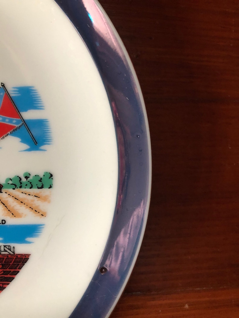 Vintage Mississippi Souvenir State Plate Small Blue Iridescent Decorative Collector Travel Vacation Retro Wall Decor Gift
