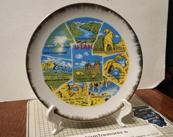 Vintage Utah Souvenir State Plate UT Landmarks Decorative Collector Travel Vacation Gift