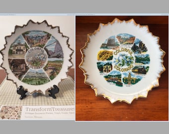 Vintage Colorado Souvenir State Plate CO Landmarks Decorative Collector Vacation Travel Gift Retro Wall Decor