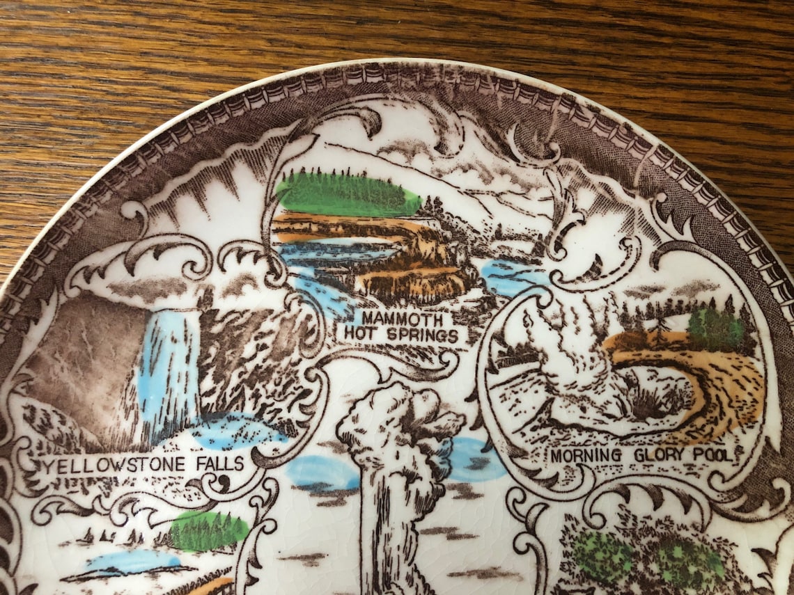 Vintage Yellowstone National Park Souvenir Plate Decorative Etsy