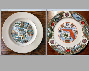 Vintage Florida Souvenir State Plate Large Landmarks Decorative Collector Plate Travel Retro Wall Decor Gift
