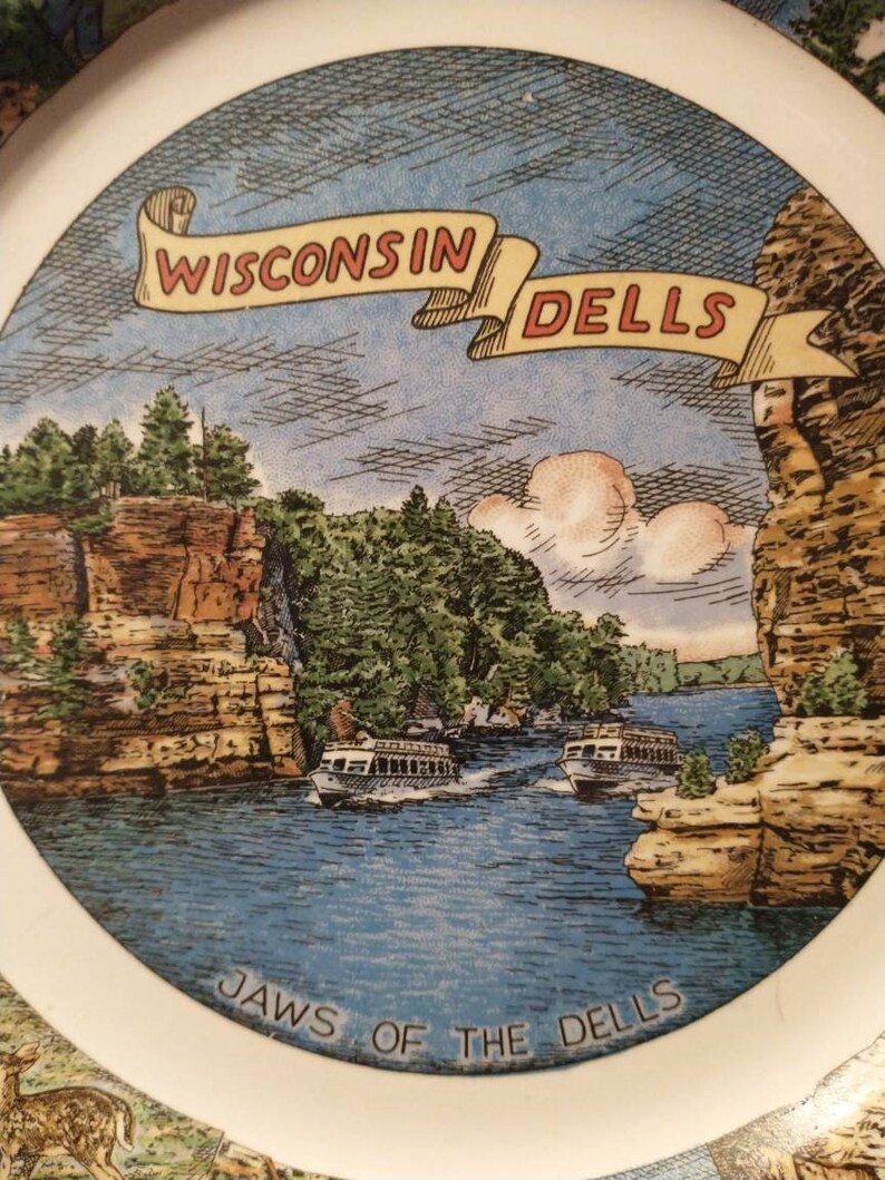 Vintage Wisconsin Dells WI Souvenir Plate Landmarks Decorative ...