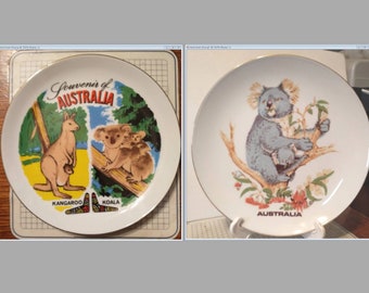 Vintage Australia Souvenir Plate Decorative Collector Travel Vacation Retro Wall Decor Gift Kangaroo Koala Bear