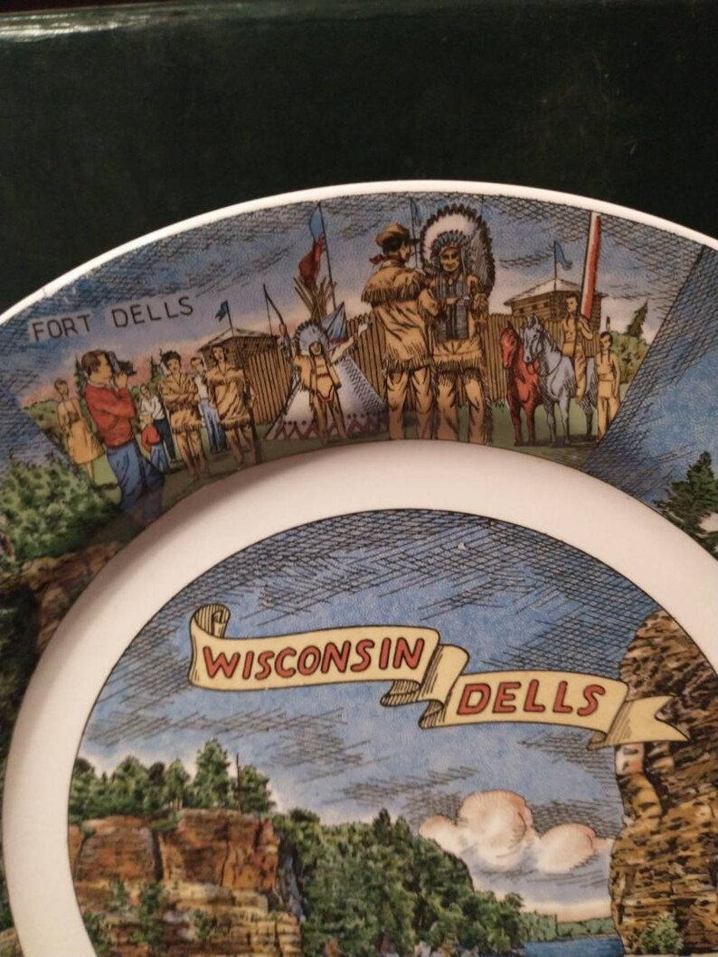 Vintage Wisconsin Dells WI Souvenir Plate Landmarks Decorative ...