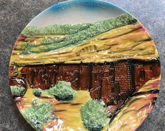Vintage Cliff Dwellings Manitou Springs CO Souvenir Plate Colorado Decorative Collector Travel Retro Wall Decor Gift 3D Dimensional