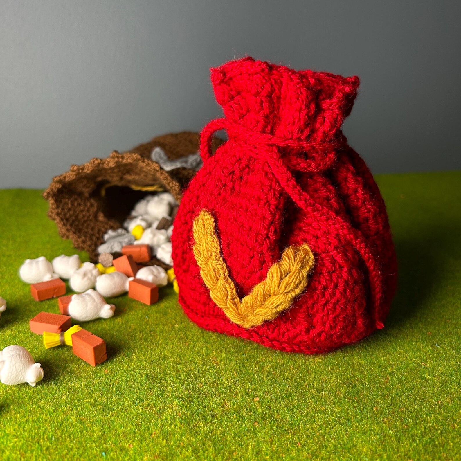 Crocheted Token Bag — Sheep & Wheat