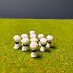 Ris, vassresursmarker (set om 10) – 3D-printade vita kärvar eller vass