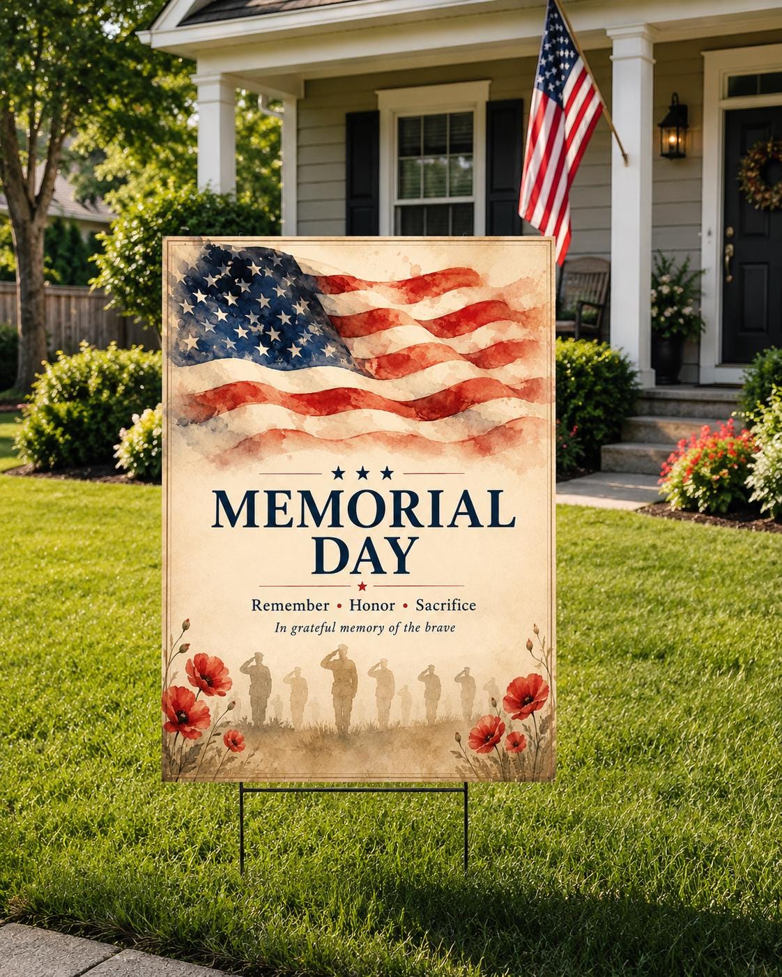 Memorial Day Printable Wall Art, Patriotic American Flag Poster ...