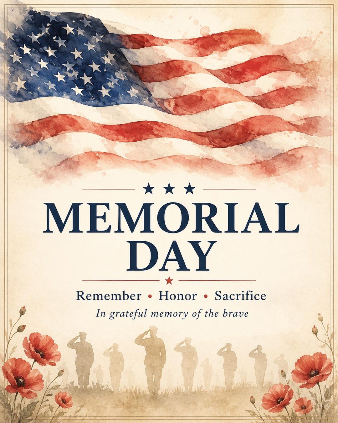 Memorial Day Printable Wall Art, Patriotic American Flag Poster ...