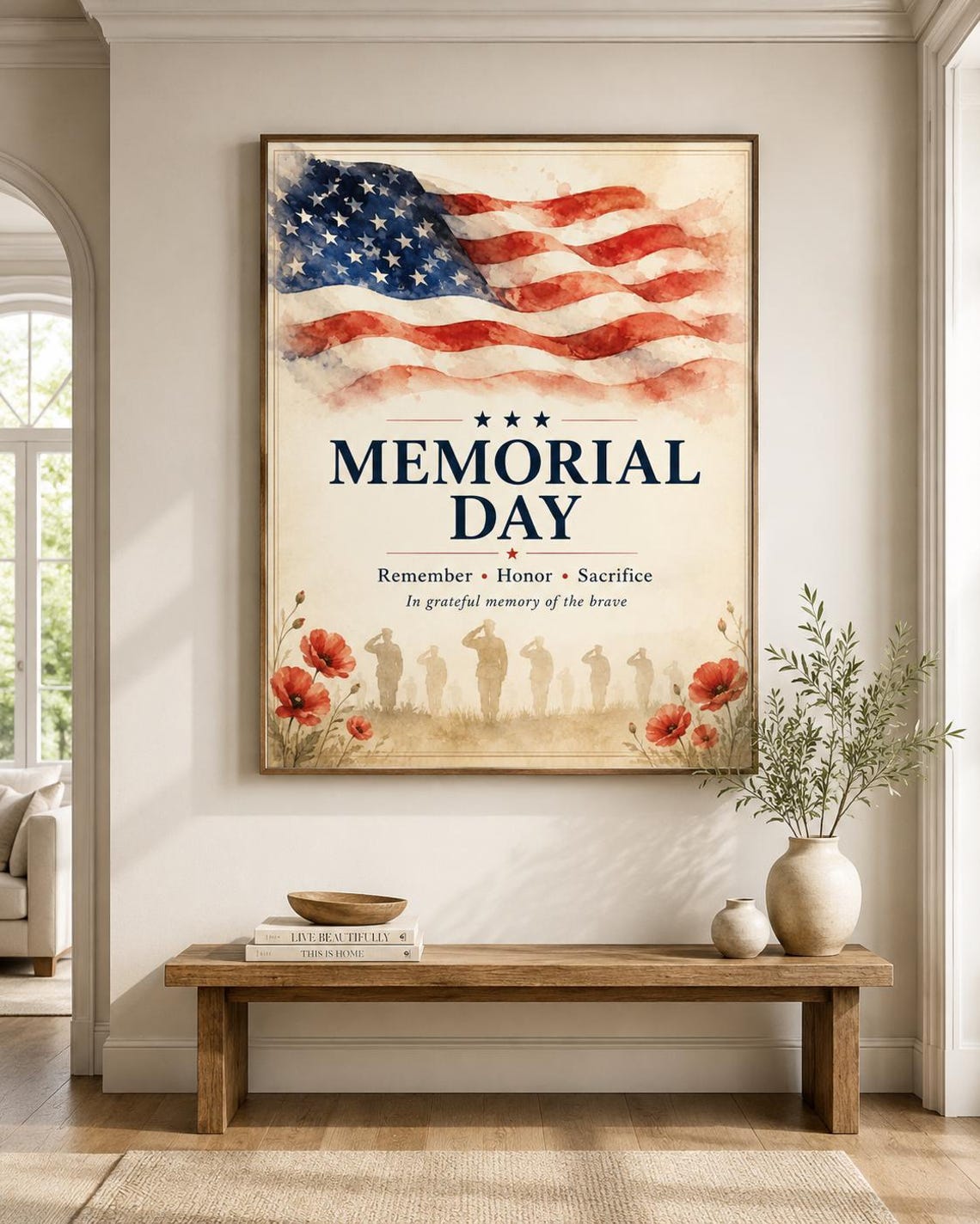 Memorial Day Printable Wall Art, Patriotic American Flag Poster ...