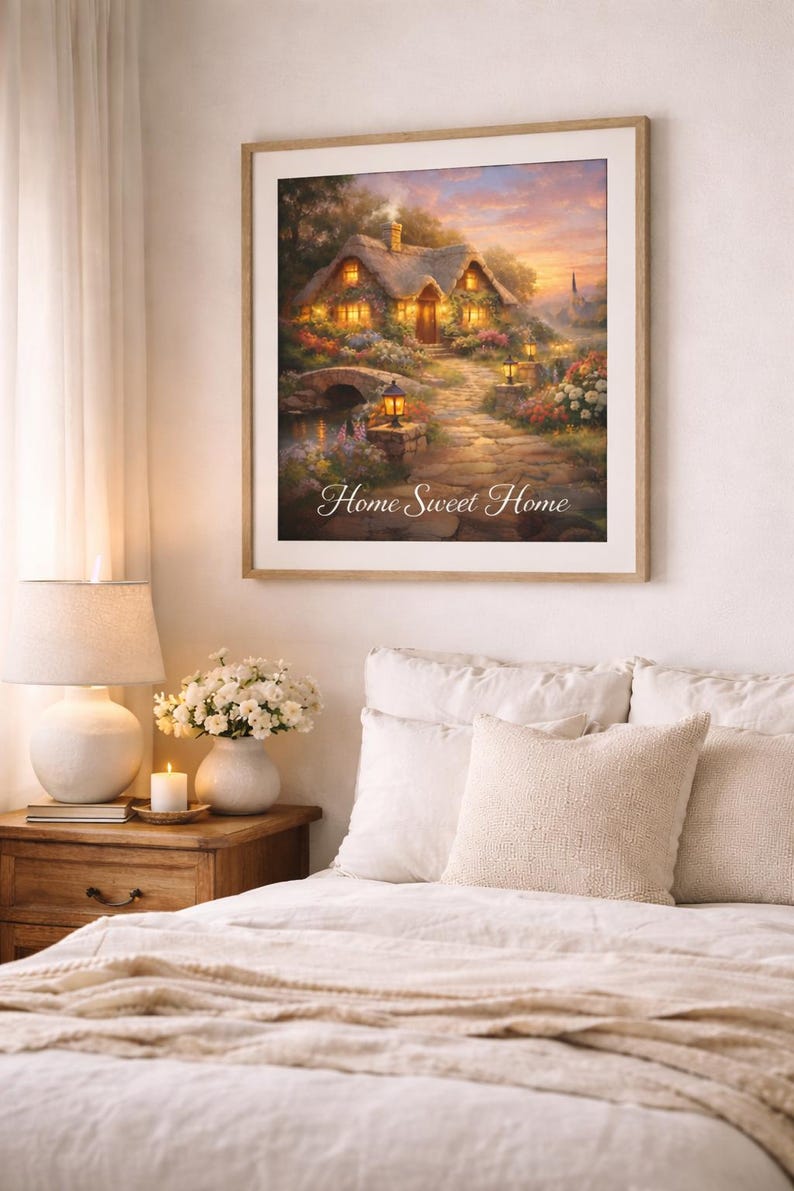Cozy Cottage Print, Storybook Landscape Art (digital Download) - Etsy