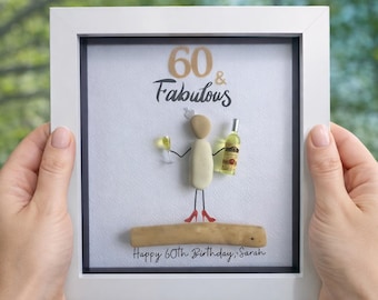Personalised Pebble Art Birthday Gift for Her, Milestone Birthday