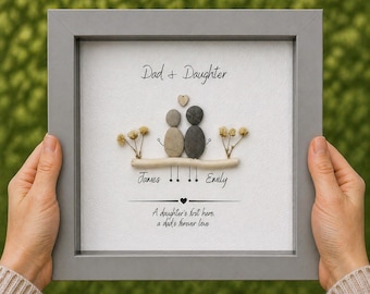 Dad Daughter Pebble Art Frame | Personalised Family Keepsake Gift