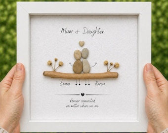 Mum Daughter Pebble Art Frame | Personalised Family Keepsake Gift