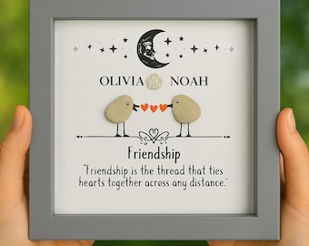 Personalized Pebble Art Friendship Gift: Custom Bird Names
